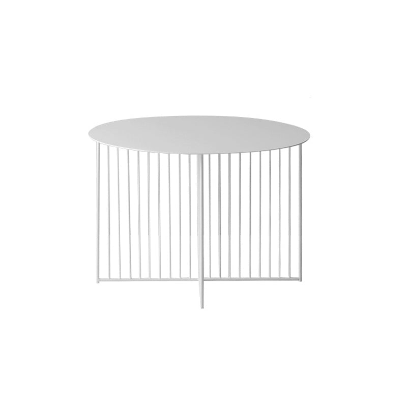 Mesa de centro moderna de hierro de mediados de siglo, mesa de cóctel con marco redondo de metal