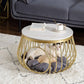 Glam Slate/Glass Top Coffee Table Dia 21.7" Frame Cocktail Table with Storage Clearhalo 'Coffee & Accent Tables' 'Coffee Tables' 'coffee_tables' 'furn' 'furn_coffee_tables' 'Furniture' 'Living Room Furniture' 6289761