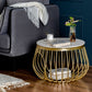 Glam Slate/Glass Top Coffee Table Dia 21.7" Frame Cocktail Table with Storage Clearhalo 'Coffee & Accent Tables' 'Coffee Tables' 'coffee_tables' 'furn' 'furn_coffee_tables' 'Furniture' 'Living Room Furniture' 6289763