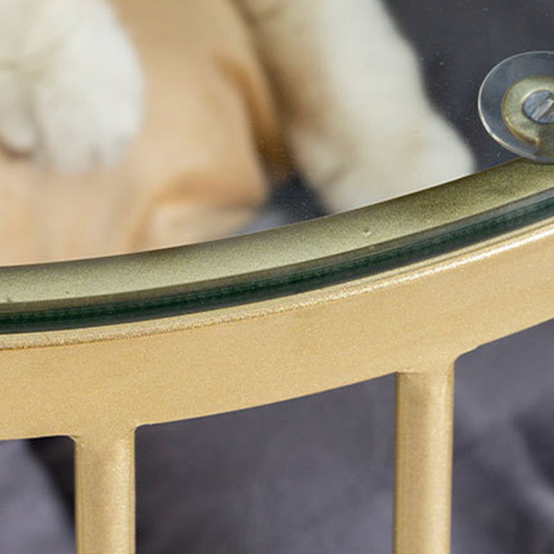 Glam Slate/Glass Top Coffee Table Dia 21.7" Frame Cocktail Table with Storage Clearhalo 'Coffee & Accent Tables' 'Coffee Tables' 'coffee_tables' 'furn' 'furn_coffee_tables' 'Furniture' 'Living Room Furniture' 6289765