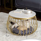 Glam Slate/Glass Top Coffee Table Dia 21.7" Frame Cocktail Table with Storage Clearhalo 'Coffee & Accent Tables' 'Coffee Tables' 'coffee_tables' 'furn' 'furn_coffee_tables' 'Furniture' 'Living Room Furniture' 6289768