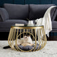 Glam Slate/Glass Top Coffee Table Dia 21.7" Frame Cocktail Table with Storage Clearhalo 'Coffee & Accent Tables' 'Coffee Tables' 'coffee_tables' 'furn' 'furn_coffee_tables' 'Furniture' 'Living Room Furniture' 6289771