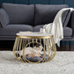 Glam Slate/Glass Top Coffee Table Dia 21.7" Frame Cocktail Table with Storage Clearhalo 'Coffee & Accent Tables' 'Coffee Tables' 'coffee_tables' 'furn' 'furn_coffee_tables' 'Furniture' 'Living Room Furniture' 6289772