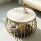 Glam Slate/Glass Top Coffee Table Dia 21.7" Frame Cocktail Table with Storage Clearhalo 'Coffee & Accent Tables' 'Coffee Tables' 'coffee_tables' 'furn' 'furn_coffee_tables' 'Furniture' 'Living Room Furniture' 6289775