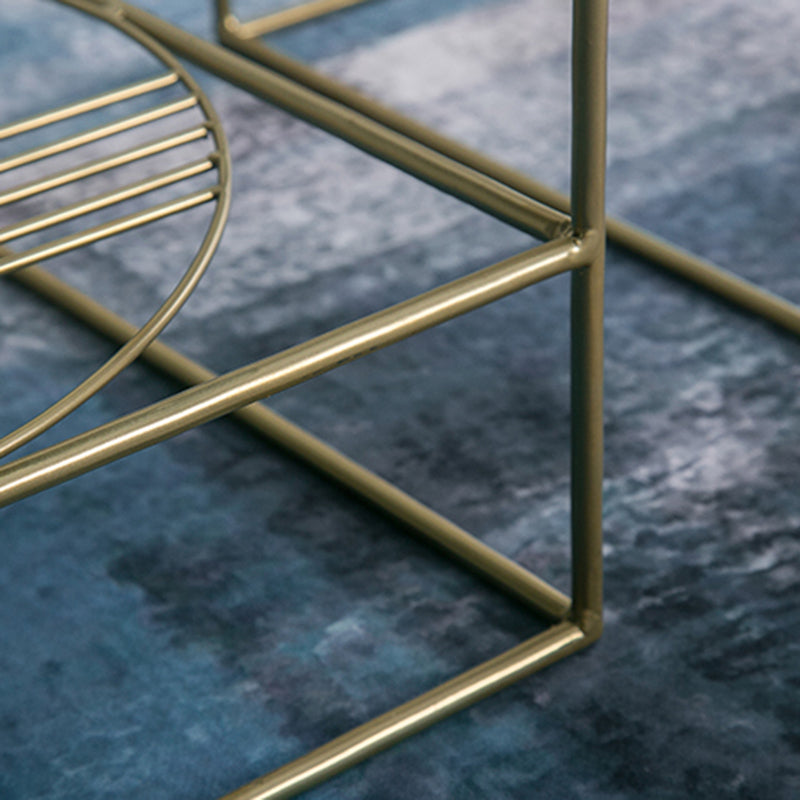 Brass Iron Frame Coffee Table Mid-Century Modern 17.7" W Square Cocktail Table Clearhalo 'Coffee & Accent Tables' 'Coffee Tables' 'coffee_tables' 'furn' 'furn_coffee_tables' 'Furniture' 'Living Room Furniture' 6289801