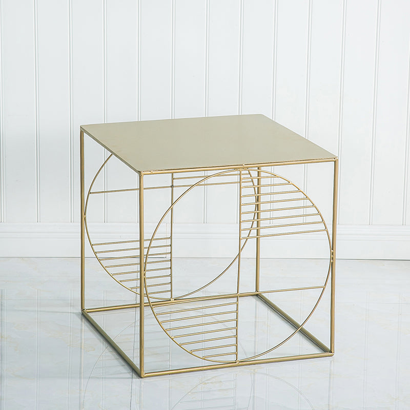 Brass Iron Frame Coffee Table Mid-Century Modern 17.7" W Square Cocktail Table Clearhalo 'Coffee & Accent Tables' 'Coffee Tables' 'coffee_tables' 'furn' 'furn_coffee_tables' 'Furniture' 'Living Room Furniture' 6289803