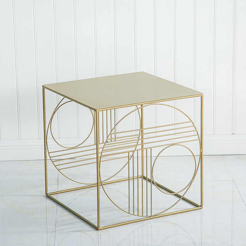 Brass Iron Frame Coffee Table Mid-Century Modern 17.7" W Square Cocktail Table Clearhalo 'Coffee & Accent Tables' 'Coffee Tables' 'coffee_tables' 'furn' 'furn_coffee_tables' 'Furniture' 'Living Room Furniture' 6289804