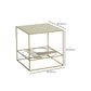 Brass Iron Frame Coffee Table Mid-Century Modern 17.7" W Square Cocktail Table Clearhalo 'Coffee & Accent Tables' 'Coffee Tables' 'coffee_tables' 'furn' 'furn_coffee_tables' 'Furniture' 'Living Room Furniture' 6289807