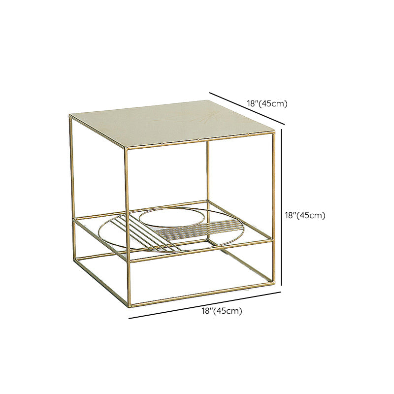 Brass Iron Frame Coffee Table Mid-Century Modern 17.7" W Square Cocktail Table Clearhalo 'Coffee & Accent Tables' 'Coffee Tables' 'coffee_tables' 'furn' 'furn_coffee_tables' 'Furniture' 'Living Room Furniture' 6289807