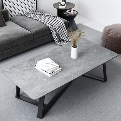 Frame 15.7" H 1 Single Cocktail Table Rectangular Slate Simple Coffee Table Gray Clearhalo 'Coffee & Accent Tables' 'Coffee Tables' 'coffee_tables' 'furn' 'furn_coffee_tables' 'Furniture' 'Living Room Furniture' 6289832
