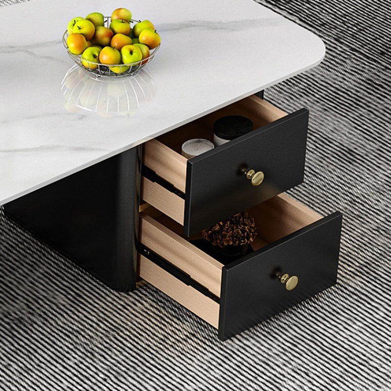 2 - Drawer Irregular Slate Coffee Table 15.7" H 1 Single Coffee Cocktail Table Clearhalo 'Coffee & Accent Tables' 'Coffee Tables' 'coffee_tables' 'furn' 'furn_coffee_tables' 'Furniture' 'Living Room Furniture' 6289847