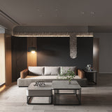 Vierkante nestelende salontafel Set leisteen frame koffiecocktailtafel met lade