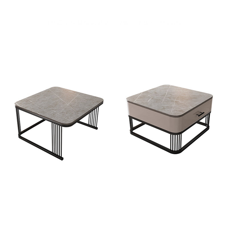 Square Nesting Coffee Table Set Slate Frame Coffee Cocktail Table with Drawer Clearhalo 'Coffee & Accent Tables' 'Coffee Tables' 'coffee_tables' 'furn' 'furn_coffee_tables' 'Furniture' 'Living Room Furniture' 6289881