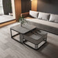 Square Nesting Coffee Table Set Slate Frame Coffee Cocktail Table with Drawer Gray Clearhalo 'Coffee & Accent Tables' 'Coffee Tables' 'coffee_tables' 'furn' 'furn_coffee_tables' 'Furniture' 'Living Room Furniture' 6289882
