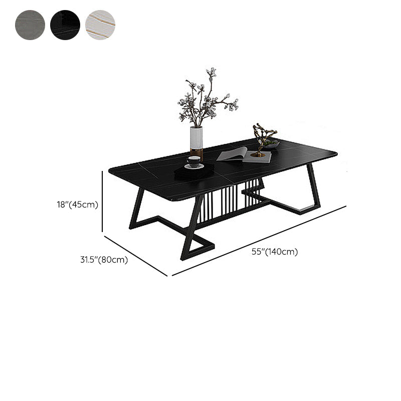 Rectangular Slate 1 Single Coffee Table 17.7-In High Frame Cocktail Table Clearhalo 'Coffee & Accent Tables' 'Coffee Tables' 'coffee_tables' 'furn' 'furn_coffee_tables' 'Furniture' 'Living Room Furniture' 6289919