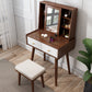 Modern 2-Drawers Solid Wood Dressing Table Mirror Makeup Table Makeup Vanity & Mirror & Stools Walnut White Clearhalo 'Bedroom Furniture' 'furn' 'furn_makeup_vanities' 'Furniture' 'Makeup Vanities' 'makeup_vanities' 6289926