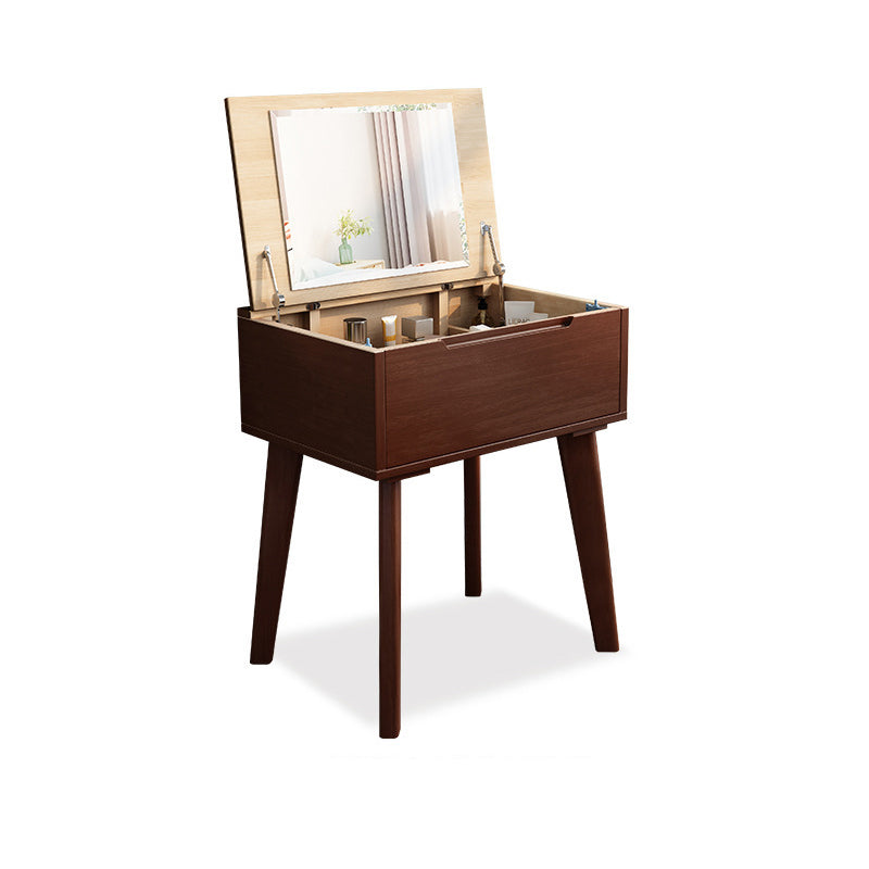 Trucco in legno in legno vanità camera da letto tostata con specchio