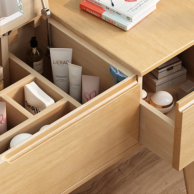 Trucco in legno in legno vanità camera da letto tostata con specchio