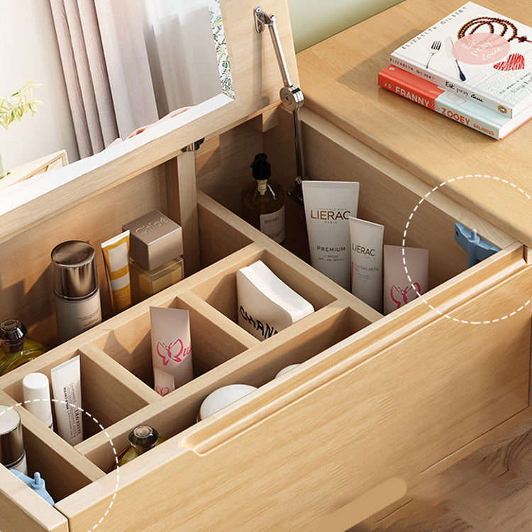 Trucco in legno in legno vanità camera da letto tostata con specchio