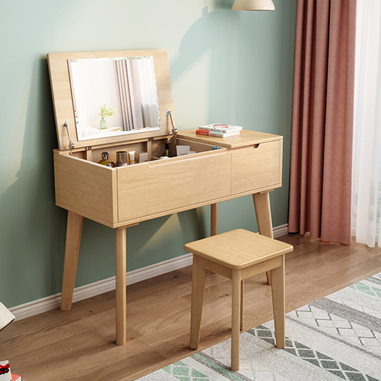 Trucco in legno in legno vanità camera da letto tostata con specchio