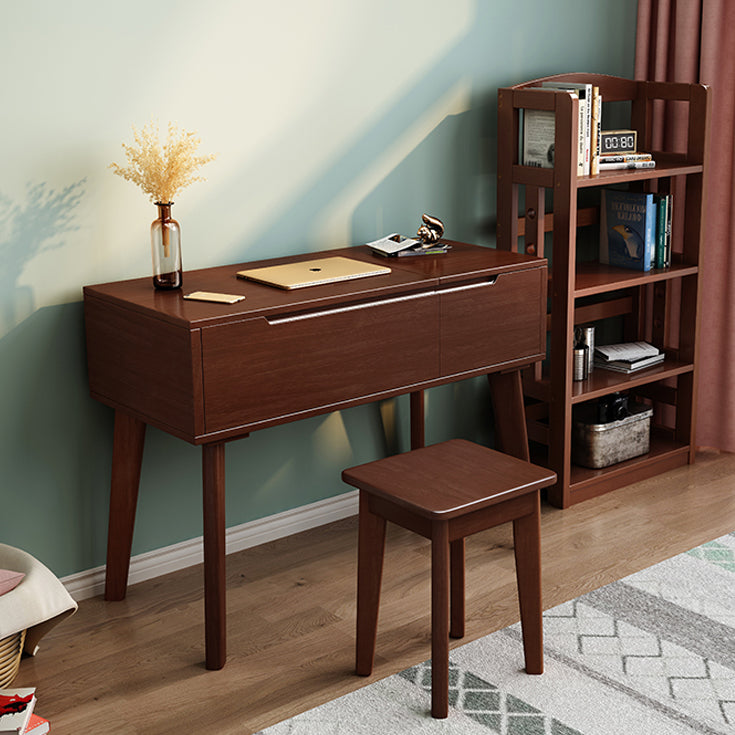 Trucco in legno in legno vanità camera da letto tostata con specchio