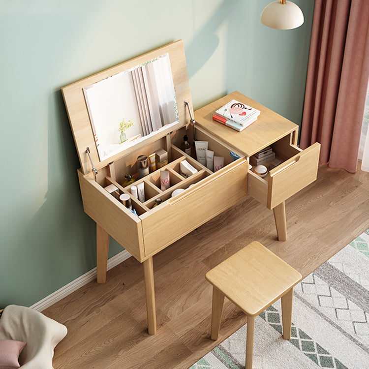 Trucco in legno in legno vanità camera da letto tostata con specchio