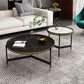 Round Slate 3 Legs Coffee Cocktail Table 2-Piece Coffee Table Set 31.5"L x 31.5"W x 16"H + 20"L x 20"W x 20"H Black White Clearhalo 'Coffee & Accent Tables' 'Coffee Tables' 'coffee_tables' 'furn' 'furn_coffee_tables' 'Furniture' 'Living Room Furniture' 6290008