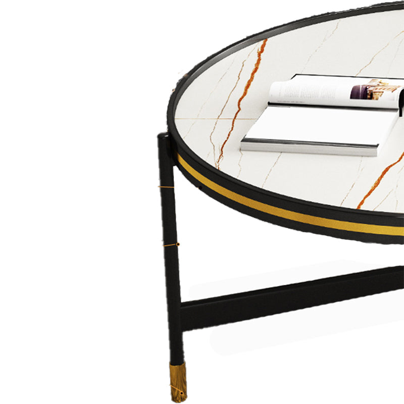 Round Slate 3 Legs Coffee Cocktail Table 2-Piece Coffee Table Set Clearhalo 'Coffee & Accent Tables' 'Coffee Tables' 'coffee_tables' 'furn' 'furn_coffee_tables' 'Furniture' 'Living Room Furniture' 6290012