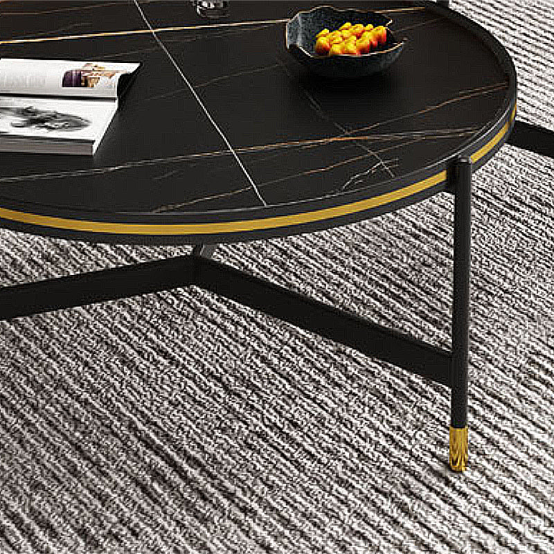 Round Slate 3 Legs Coffee Cocktail Table 2-Piece Coffee Table Set Clearhalo 'Coffee & Accent Tables' 'Coffee Tables' 'coffee_tables' 'furn' 'furn_coffee_tables' 'Furniture' 'Living Room Furniture' 6290013