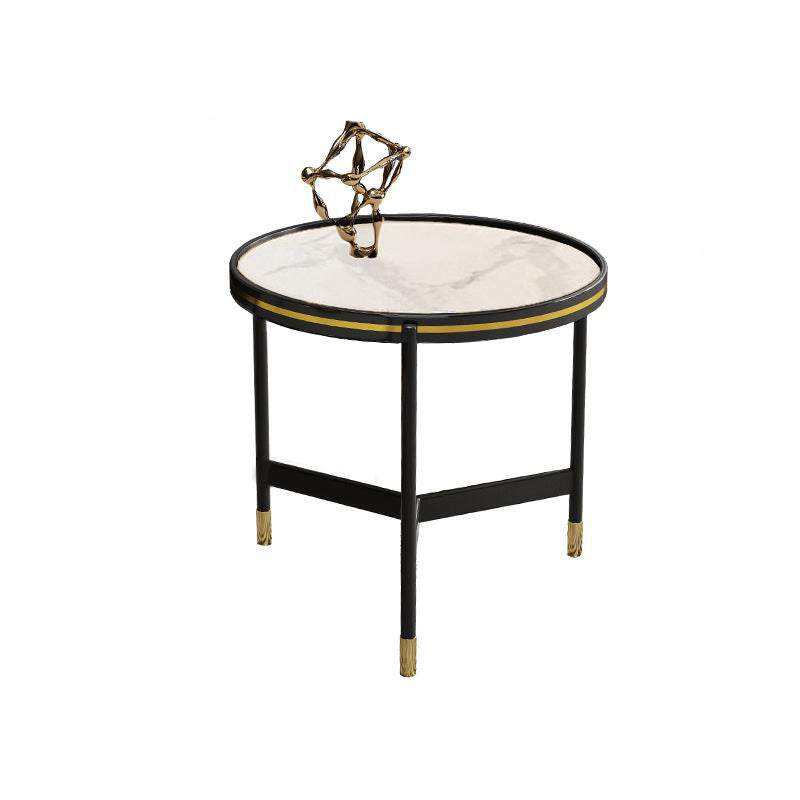 Round Slate 3 Legs Coffee Cocktail Table 2-Piece Coffee Table Set 19.7"L x 19.7"W x 19.7"H White Clearhalo 'Coffee & Accent Tables' 'Coffee Tables' 'coffee_tables' 'furn' 'furn_coffee_tables' 'Furniture' 'Living Room Furniture' 6290017