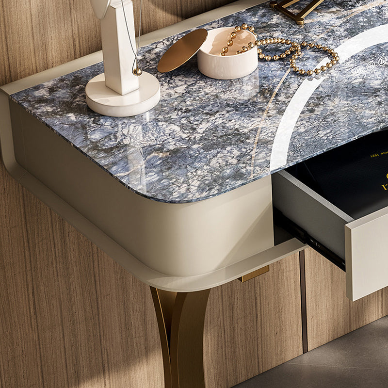 Slaapkamer make-up ijdelheid luxueuze stenen top dressoir met gewatteerde ontlasting