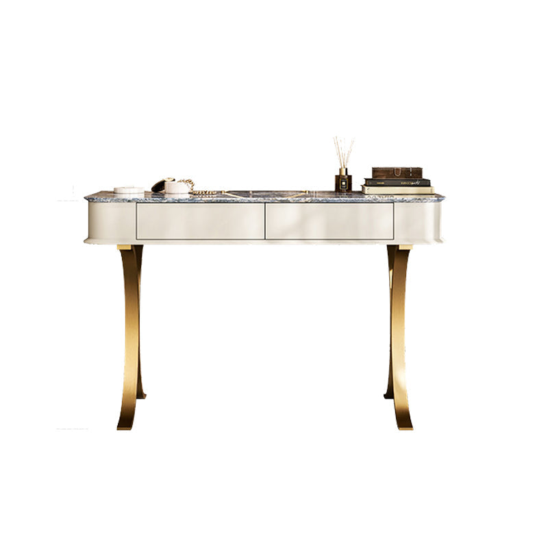 Slaapkamer make-up ijdelheid luxueuze stenen top dressoir met gewatteerde ontlasting