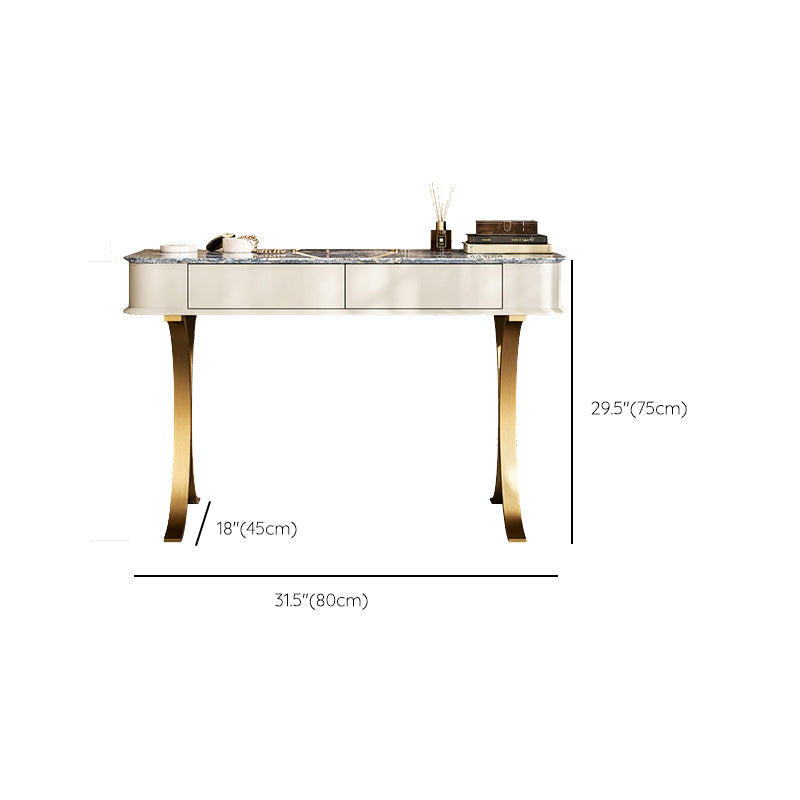 Slaapkamer make-up ijdelheid luxueuze stenen top dressoir met gewatteerde ontlasting