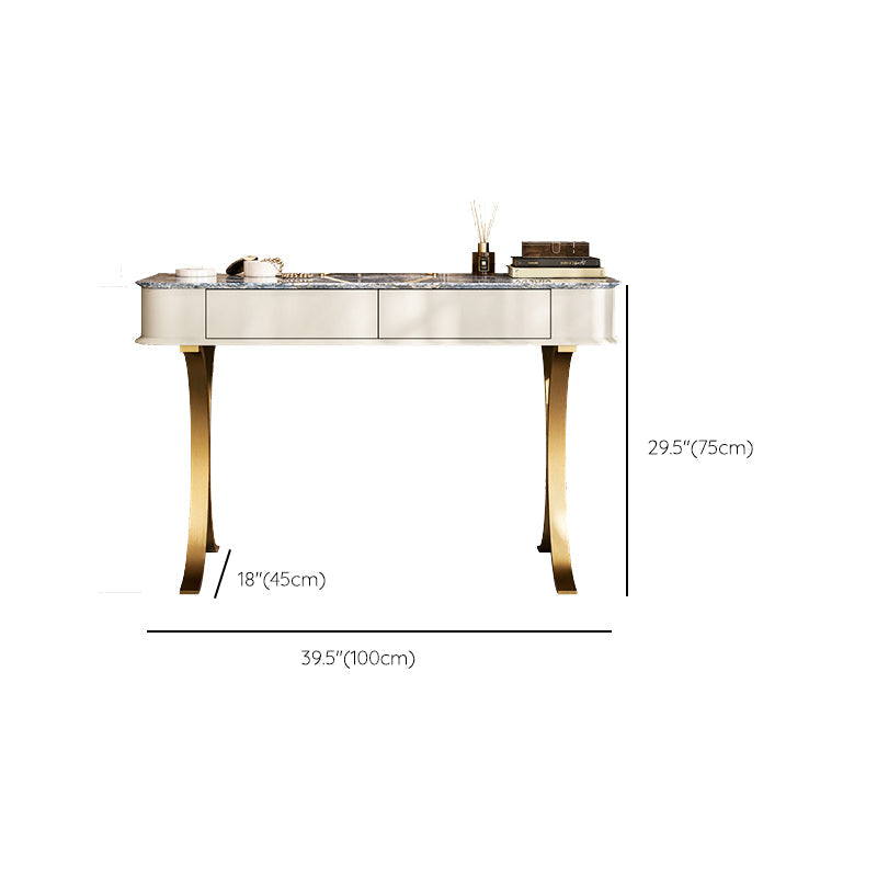 Slaapkamer make-up ijdelheid luxueuze stenen top dressoir met gewatteerde ontlasting