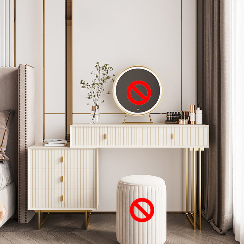 15.74" Wide Dresser with 5 Storage Drawers Cream Vanity Table Glam Style