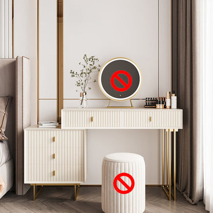 15.74 "tocador ancho con 5 cajones de almacenamiento Mesa de tocador de crema estilo glam