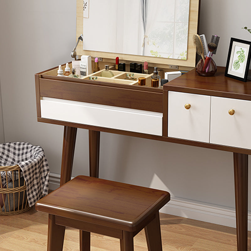 Moderno sgabello da vanità per trucco in legno a 3 cassetti in legno massiccio