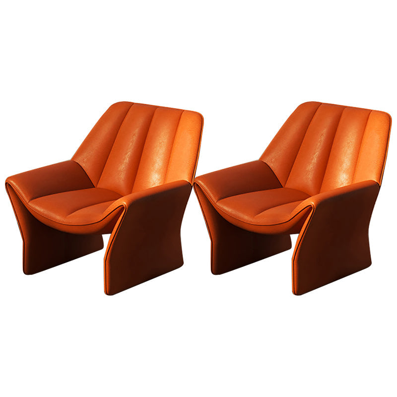 Upholstered Lounge Chair Armless Solid Color Chair with Cushion Leather 2 Piece Set Clearhalo 'Accent Chairs' 'accent_chairs' 'Chairs & Seating' 'furn' 'furn_accent_chairs' 'Furniture' 'Living Room Furniture' 6290092