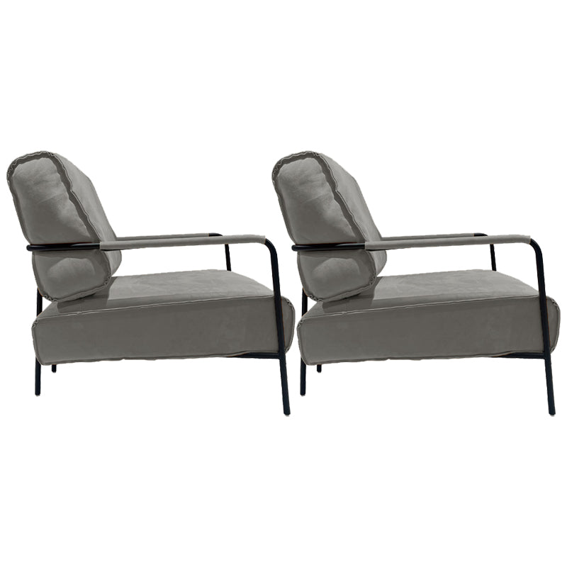 Upholstered Lounge Chair Arms Include Solid Color Chair with Cushion Suede Gray 2 Piece Set Clearhalo 'Accent Chairs' 'accent_chairs' 'Chairs & Seating' 'furn' 'furn_accent_chairs' 'Furniture' 'Living Room Furniture' 6290101