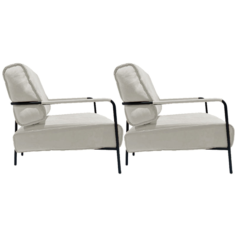Upholstered Lounge Chair Arms Include Solid Color Chair with Cushion Suede Beige 2 Piece Set Clearhalo 'Accent Chairs' 'accent_chairs' 'Chairs & Seating' 'furn' 'furn_accent_chairs' 'Furniture' 'Living Room Furniture' 6290102