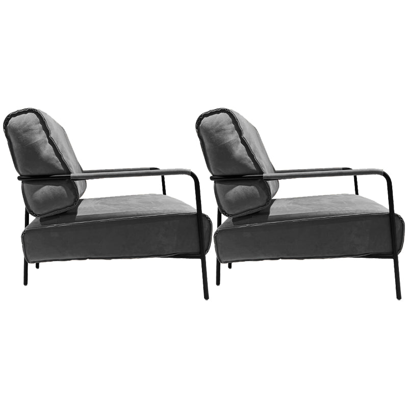 Upholstered Lounge Chair Arms Include Solid Color Chair with Cushion Suede Dark Gray 2 Piece Set Clearhalo 'Accent Chairs' 'accent_chairs' 'Chairs & Seating' 'furn' 'furn_accent_chairs' 'Furniture' 'Living Room Furniture' 6290106
