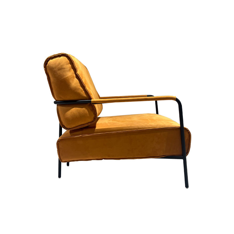 Upholstered Lounge Chair Arms Include Solid Color Chair with Cushion Suede Orange 1 Piece Clearhalo 'Accent Chairs' 'accent_chairs' 'Chairs & Seating' 'furn' 'furn_accent_chairs' 'Furniture' 'Living Room Furniture' 6290108