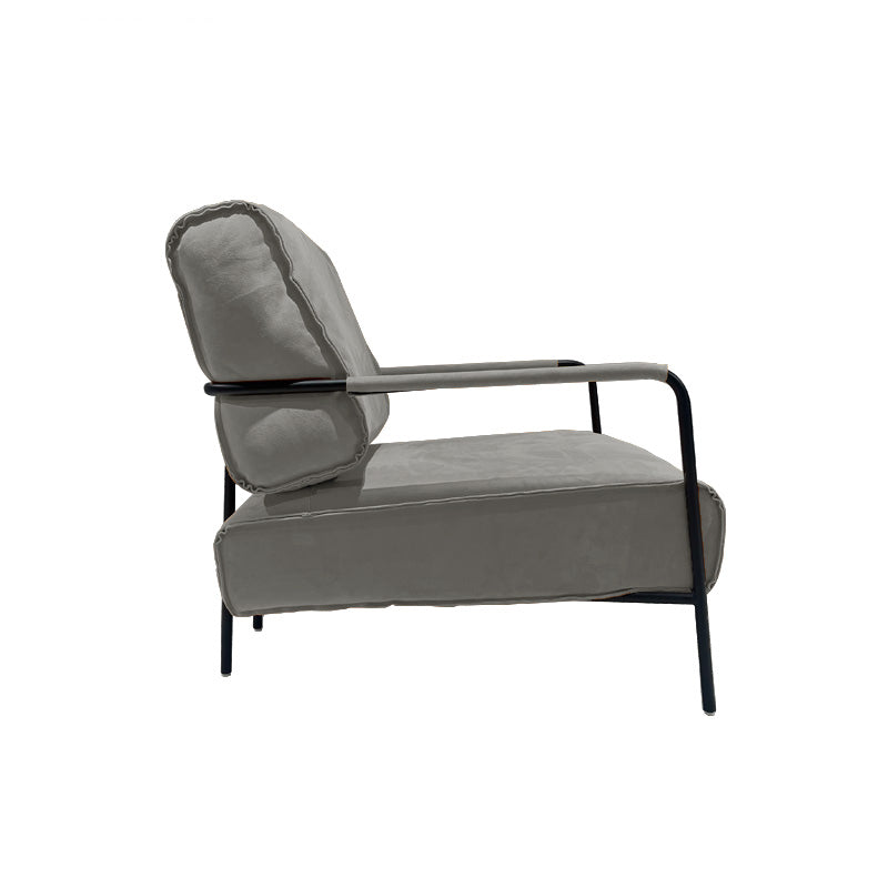 Upholstered Lounge Chair Arms Include Solid Color Chair with Cushion Suede Gray 1 Piece Clearhalo 'Accent Chairs' 'accent_chairs' 'Chairs & Seating' 'furn' 'furn_accent_chairs' 'Furniture' 'Living Room Furniture' 6290110