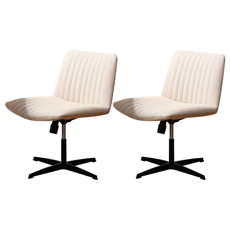 Office Swivel Lounge Chair Armless Solid Color Chair with Cushion Cotton White 2 Piece Set Clearhalo 'Accent Chairs' 'accent_chairs' 'Chairs & Seating' 'furn' 'furn_accent_chairs' 'Furniture' 'Living Room Furniture' 6290116
