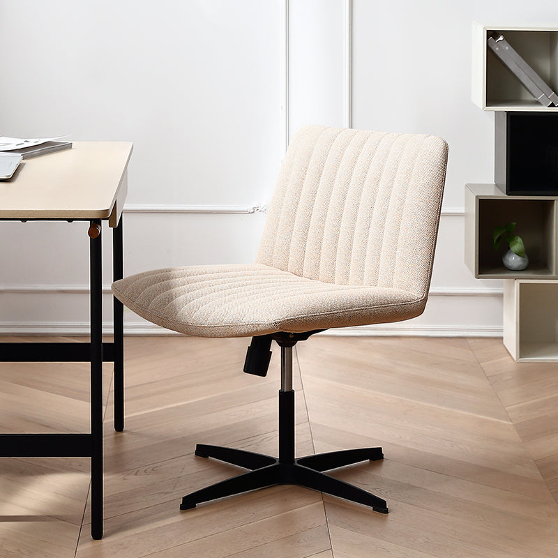 Office Swivel Lounge Chair Armless Solid Color Chair with Cushion Cotton White 1 Piece Clearhalo 'Accent Chairs' 'accent_chairs' 'Chairs & Seating' 'furn' 'furn_accent_chairs' 'Furniture' 'Living Room Furniture' 6290126