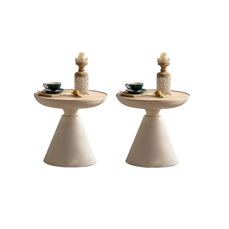 French Country Metal Pedestal Side End Table 18.9" Tall Round Side End Table