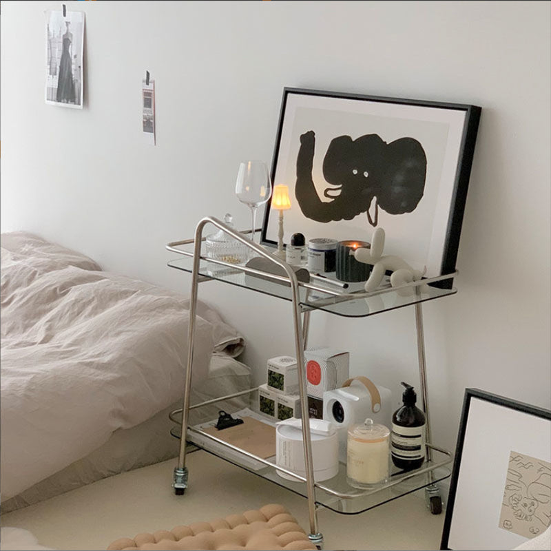 Vidrio modernista con mesa rectangular de la sala de estar de doble nivel rectangular