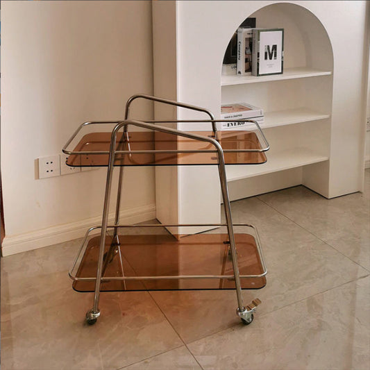 Vidrio modernista con mesa rectangular de la sala de estar de doble nivel rectangular