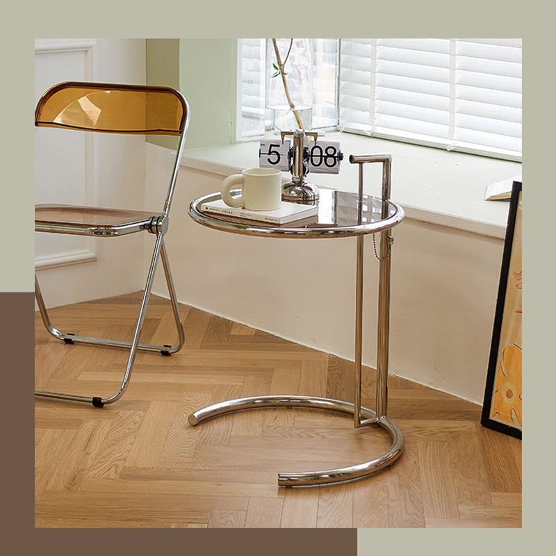 Mesa lateral metálica C de Metálica Tabla de vidrio de vidrio contemporáneo