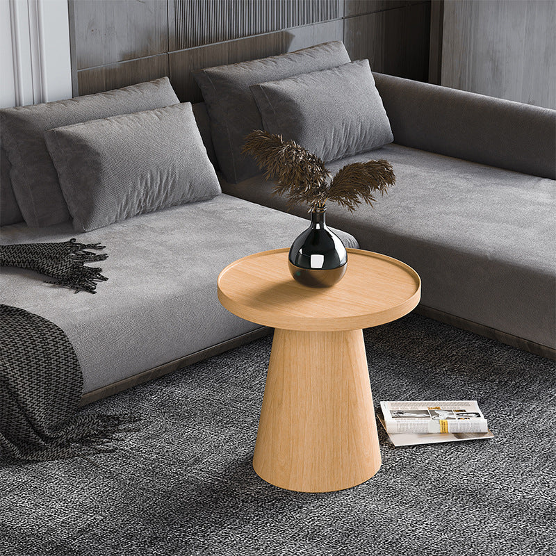 Contemporary Living Room Round Pedestal Solid Wood End Table Wood 1 Clearhalo 'Coffee & Accent Tables' 'End & Side Tables' 'end_side_tables' 'furn' 'furn_end_side_tables' 'Furniture' 'Living Room Furniture' 6290347